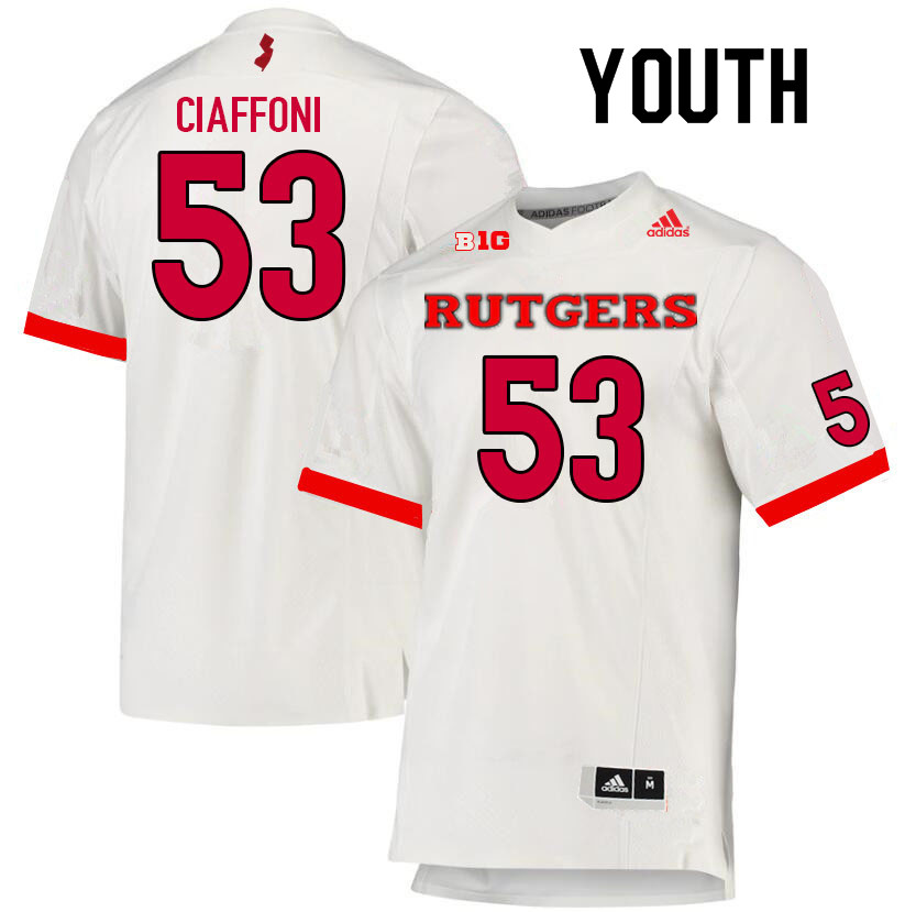 Youth #53 Mike Ciaffoni Rutgers Scarlet Knights College Football Jerseys Sale-White